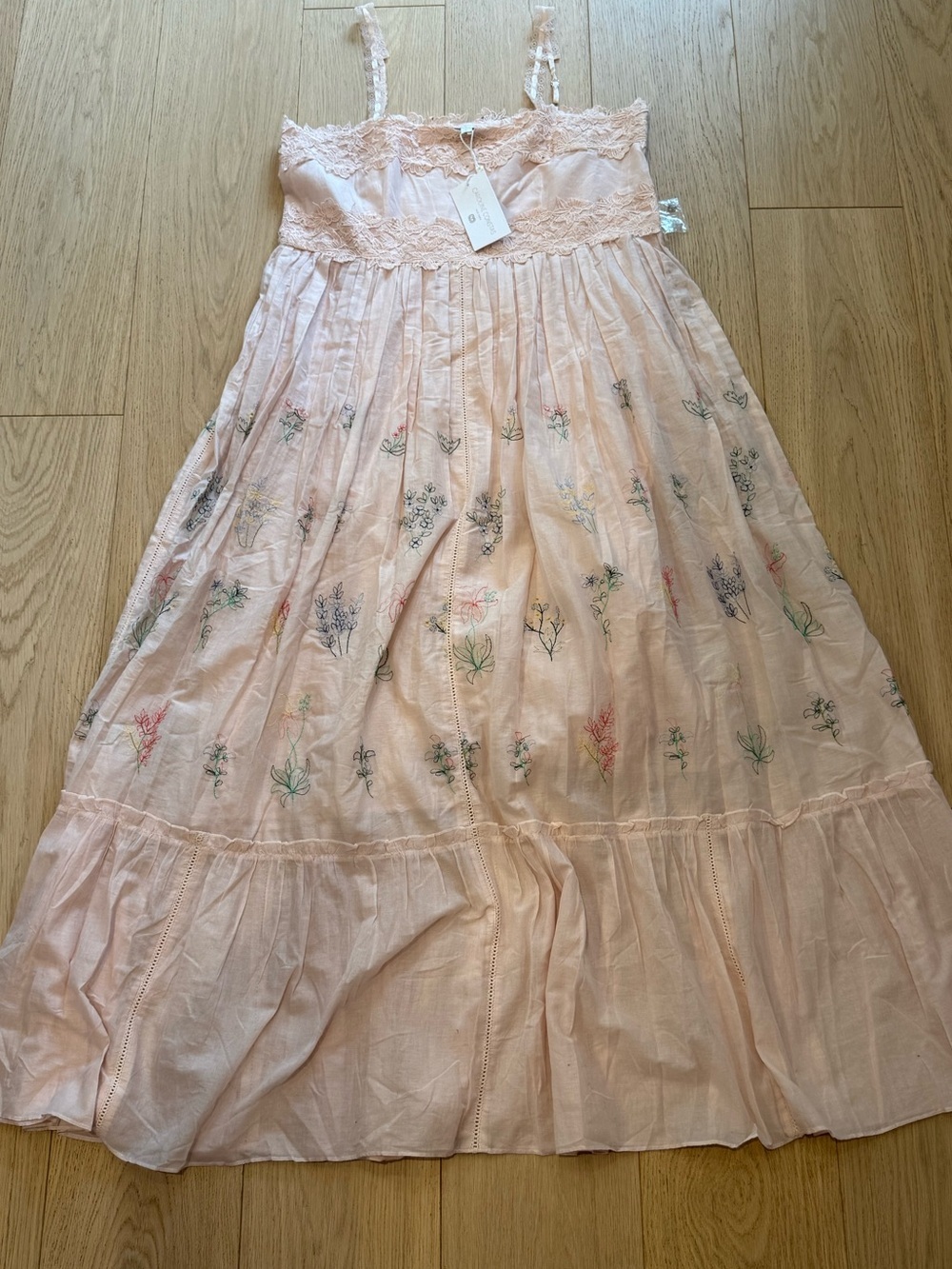 Caroline Constas Blush Pink Floral Embroidered Maxi Dress – Size L – NWT - Picture 2 of 6